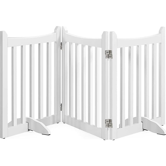 3-Panel Foldable Pet Gate with Door for Small Pet Dogs White, 60" L X 24" H