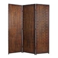 thumbnail image 1 of 3 Panel Foldable Room Divider with Patterned Wood Panelling, Brown - Saltoro Sherpi, 1 of 6