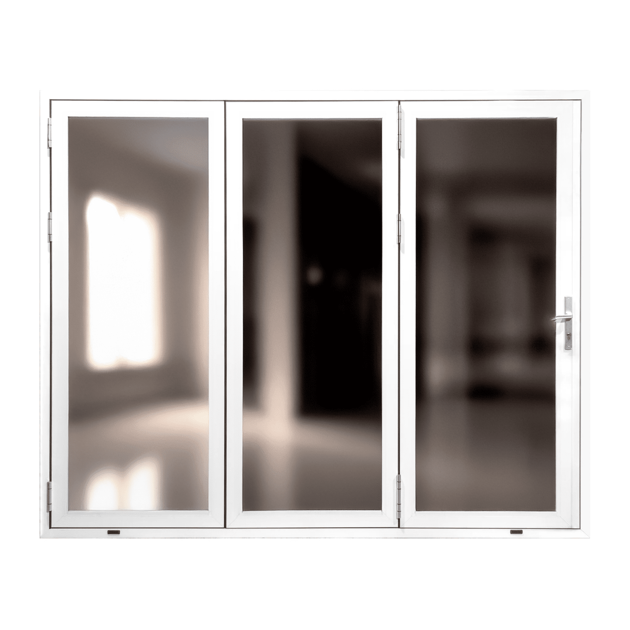 3 Panel, Folded Out, (0R3L) Outswing, Folding Patio Door, Aluminum Folding Door (White, Right to Left W108in*H96in)