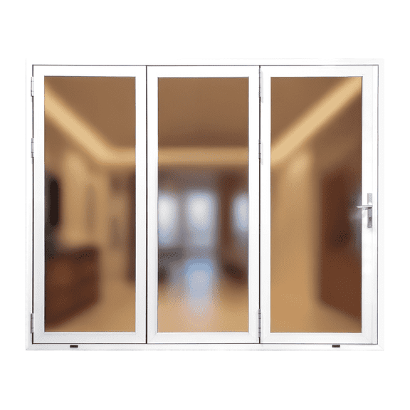 3 Panel, Folded Out, (0R3L) Outswing, Folding Patio Door, Aluminum Folding Door (White, Right to Left W96in*H80in)