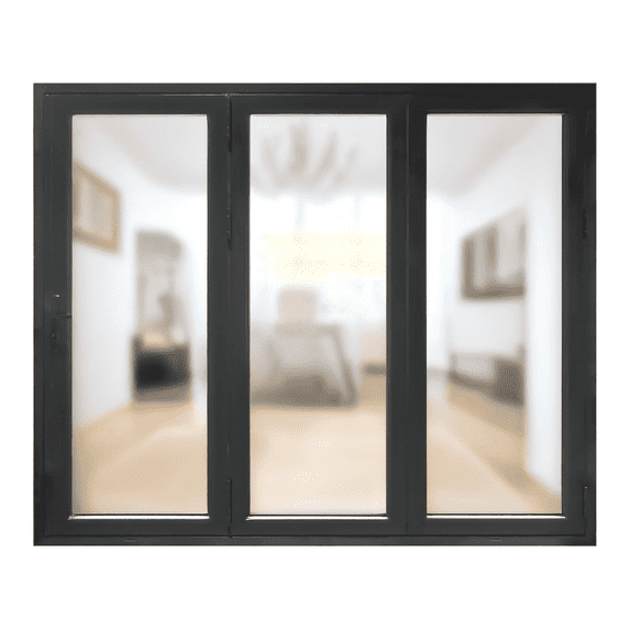 3 Panel, Folded Out, (3R0L) Outswing, Folding Patio Door, Aluminum Folding Door (Black, Left to Right W96in*H96in)