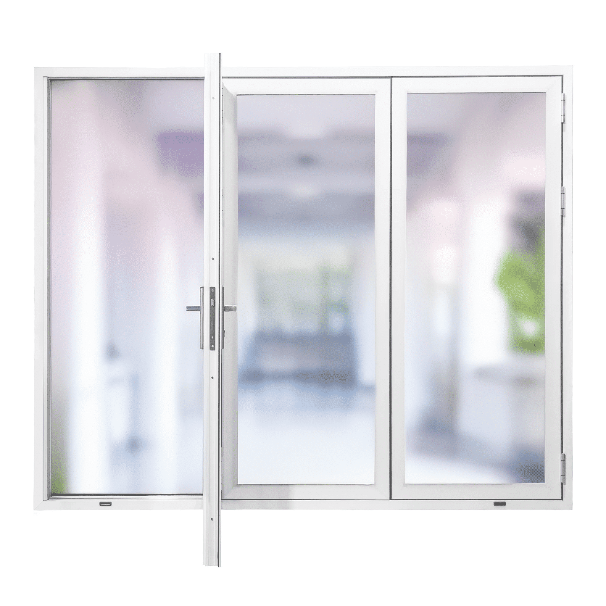3 Panel, Folded Out, (3R0L) Outswing, Folding Patio Door, Aluminum Folding Door (White, Left to Right   W108in*H96in)