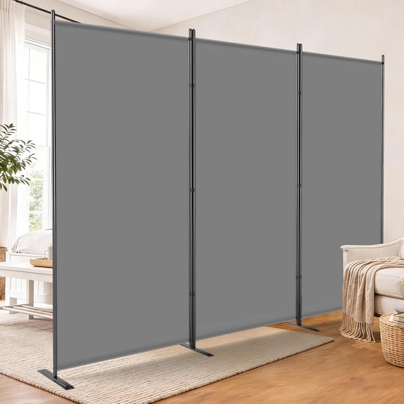 3-Panel Folding Fabric Room Divider, Portable Privacy Screen for Room Separation, 103 Inches Wide by 70 Inches High, Freestanding Partition for Office, Dorm, Studio, and Classroom in Black