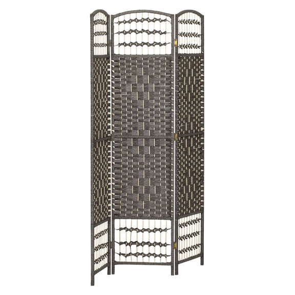 3 Panel Folding Portable Privacy Screen Fiber Room Partition for Home Office Dark Gray