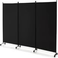 3 Panel Folding Room Divider 6FT Rolling Privacy Screen with Lockable