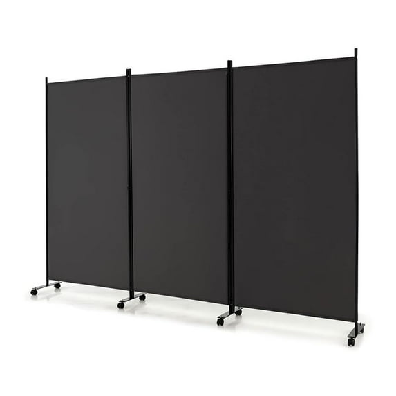 3 Panel Folding Room Divider, 6FT Rolling Privacy Screen with Lockable Wheels, Portable Room Partition Screen, Freestanding Wall Divider and Separator for Home, Gray