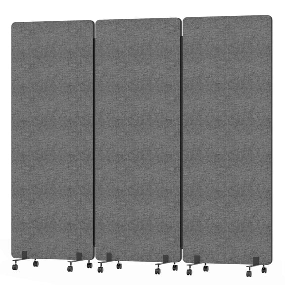 3-Panel Folding Room Divider 72x66in Rolling Privacy Screen for Home, Office, Classroom, Restaurant, Hospital,Charcoal