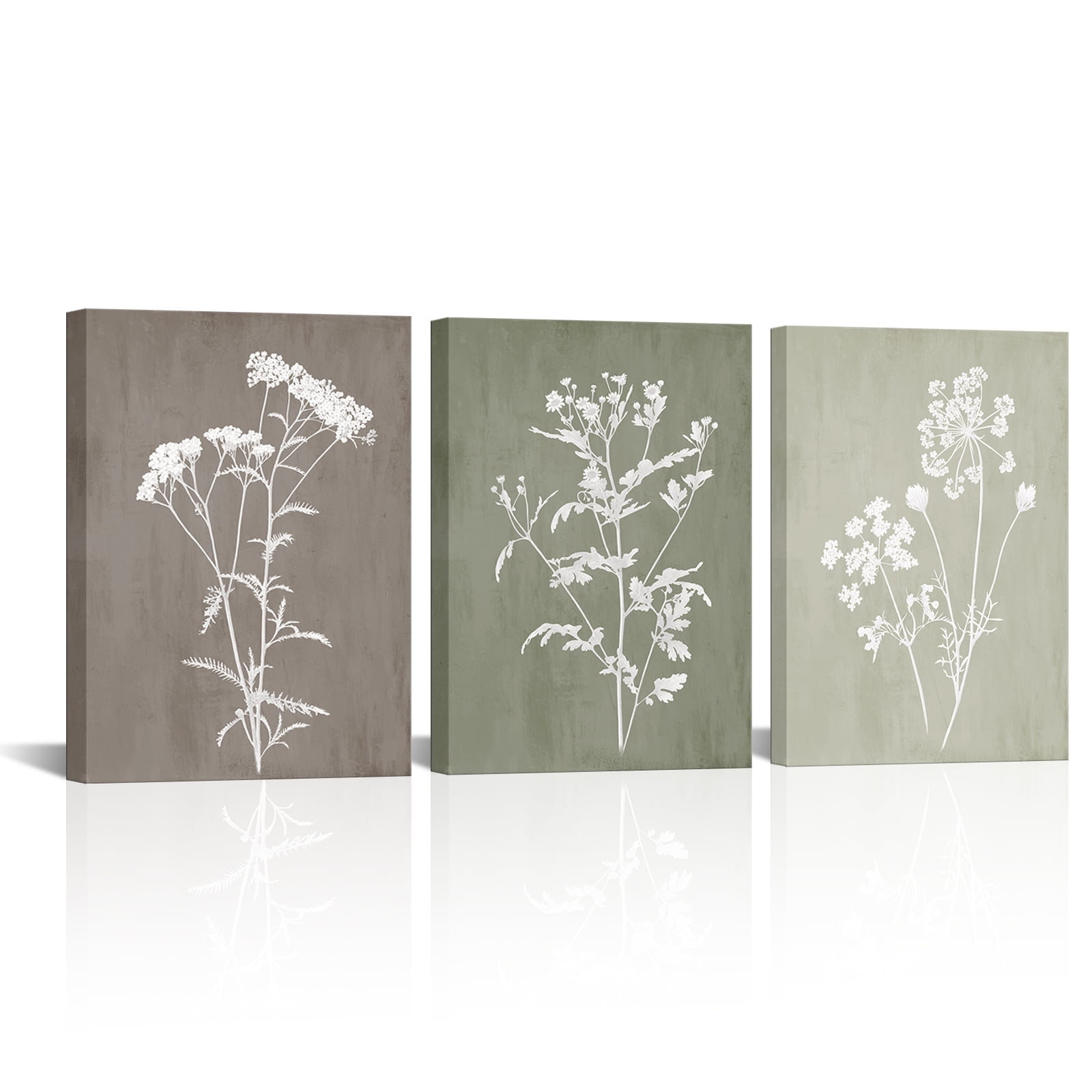 3 Panel Framed Canvas Wall Art Vintage Style Flower Grasses Giclee ...