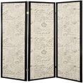 3 Panel French Script Room Divider in Black and Brass