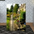 thumbnail image 1 of 3 Panel Garden Print Canvas Room Divider, Multicolor - Saltoro Sherpi, 1 of 5