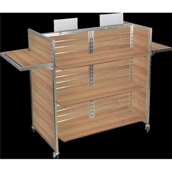 3 Panel Gondola Merchandiser with Aluminum Inserts, Satin Nickel