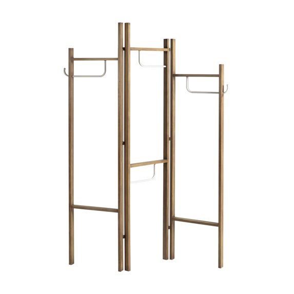 3 Panel Hallstand Screen Room Divider With 4 Metal Garment Racks & 2 Hooks