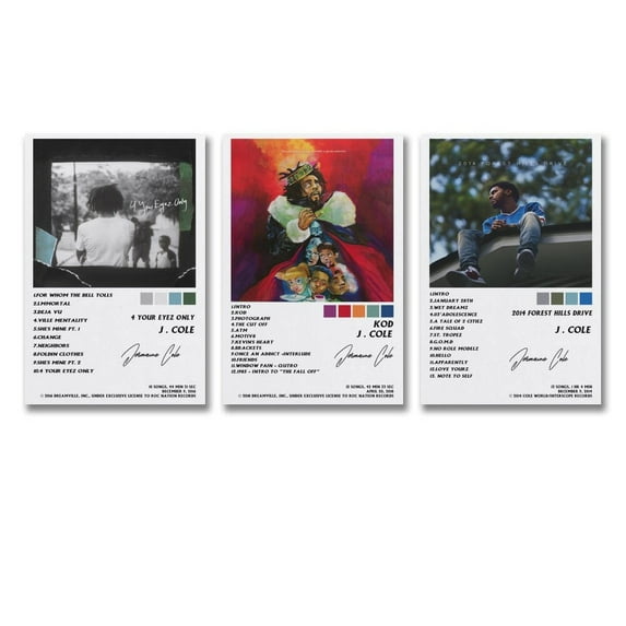 3 Panel J Music Cole 2014 Forest Hills Drive Your Eyez Cole Kod Album Cover Poster Decorative Painting Canvas Wall Art Living Room Posters Bedroom Painting 12x18inch(30x45cm)