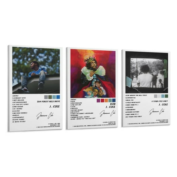3 Panel J Music Cole 2014 Forest Hills Drive Your Eyez Cole Kod Album Cover Room Aesthetic Poster Print Art Wall Painting Canvas Posters Gifts Modern Bedroom Decor 16x24inch(40x60cm)