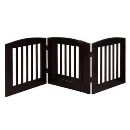 3 Panel Medium Expansion Pet Gate with Door, Cappuccino - 24 x 72 x 0.75 in.