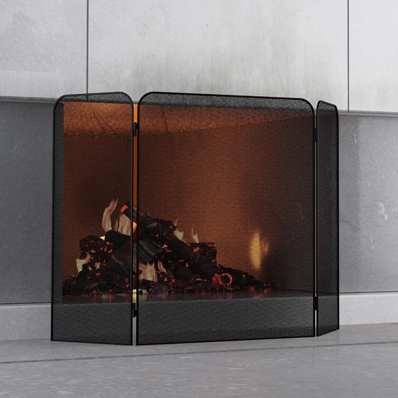 3-Panel Metal Fireplace Screen for Fireplace Fire Spark Guard Grate for Living Room Home Decor(29" x 48")