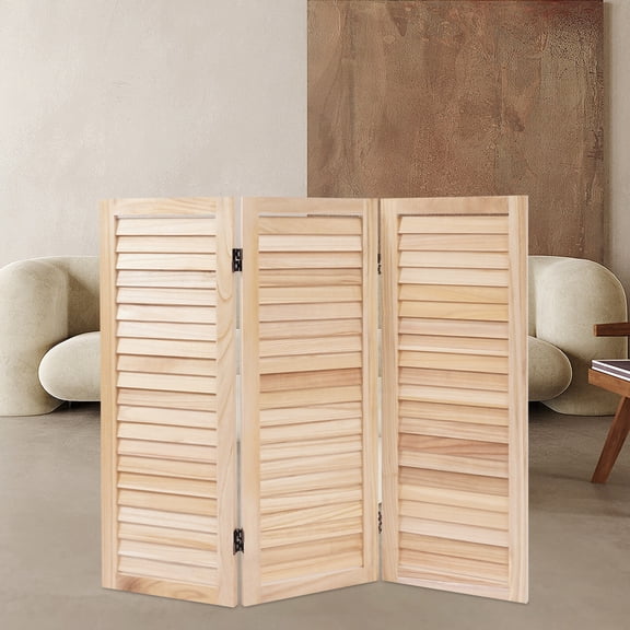 3 Panel Modern Floor Mount Rectangle Wood Color Freestanding Folding Room Divider 1.8*3*31.9 for Bedroom