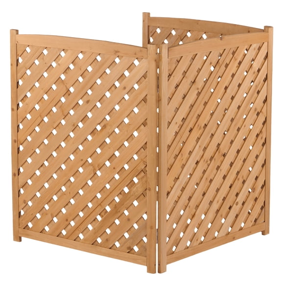 3-Panel Outdoor Air Conditioner Fence, 3-Section Wooden Privacy Screen, Outside Wood AC Cover Fence, 32" W x 38" H