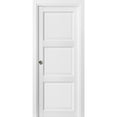thumbnail image 1 of 3 Panel Pocket Door | Lucia 2661 White Silk | Kit Trims Rail Hardware | Solid Wood Interior Pantry Kitchen Bedroom Sliding Closet Sturdy Doors -42" x 96", 1 of 6