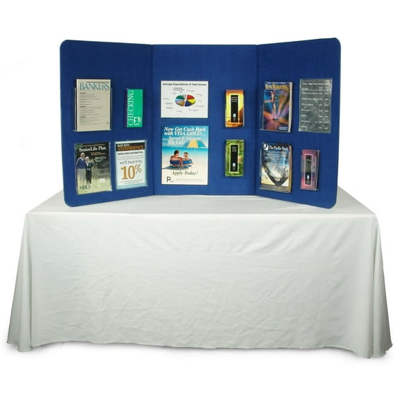3 Panel Presentation Board, Lightweight and Portable, Hook & Loop-Receptive Blue Fabric, Carrying Bag Included, 72 x 36-Inch (3PTTBLUE)
