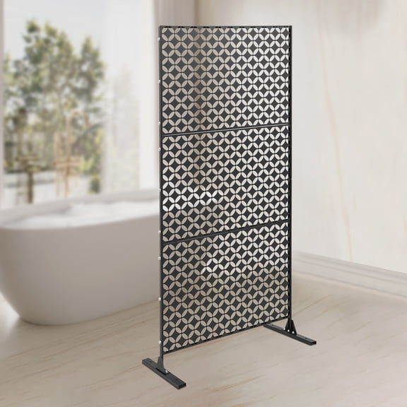 3-Panel Privacy Screen, 190cm Total Height Laser Steel, Rust-Proof Openwork, Adjustable Panel Count, Nursing Home Area Divider