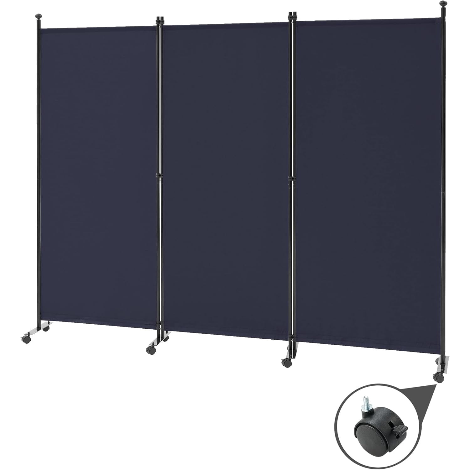 3 Panel Rolling Room Divider, Folding Partition Privacy Screens ...