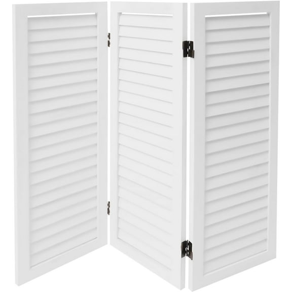 3 Panel Room Divider, 35.4x1x31.9 inch Wood Room Partition Freestanding Folding Room Divider Portable Shutters Privacy Partition for Bedroom Home Office (White)