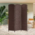 thumbnail image 1 of 3-Panel Room Divider, 6 ft Office Partition Walls Wood Divider Folding Portable Privacy Screen, Room Dividers and Folding Privacy Screens for Home, Room Separator Wall Dividers,Brown, 1 of 8