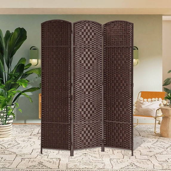 3-Panel Room Divider, 6 ft Office Partition Walls Wood Divider Folding Portable Privacy Screen, Room Dividers and Folding Privacy Screens for Home, Room Separator Wall Dividers,Brown