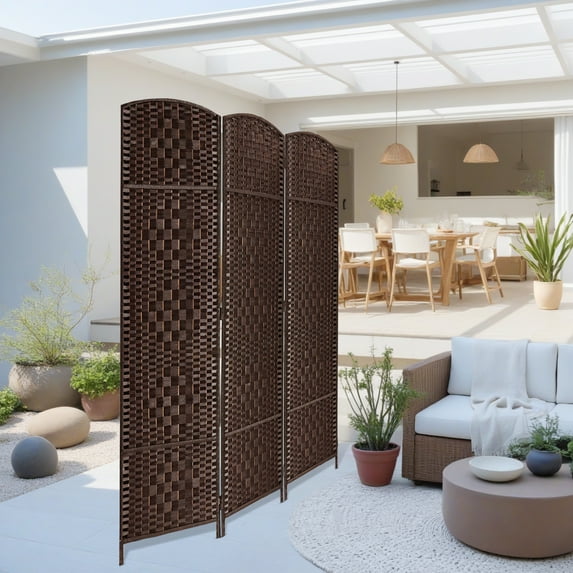 3-Panel Room Divider, 6 ft Office Partition Walls Wood Divider Folding Portable Privacy Screen, Room Dividers and Folding Privacy Screens for Home, Room Separator Wall Dividers, Dark Mocha