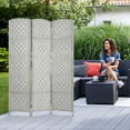 thumbnail image 1 of 3-Panel Room Divider, 6 ft Office Partition Walls Wood Divider Folding Portable Privacy Screen, Room Dividers and Folding Privacy Screens for Home, Room Separator Wall Dividers,Light Grey, 1 of 8
