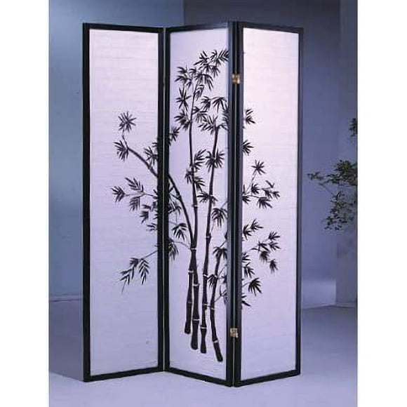 3 Panel Room Divider Bamboo - Black