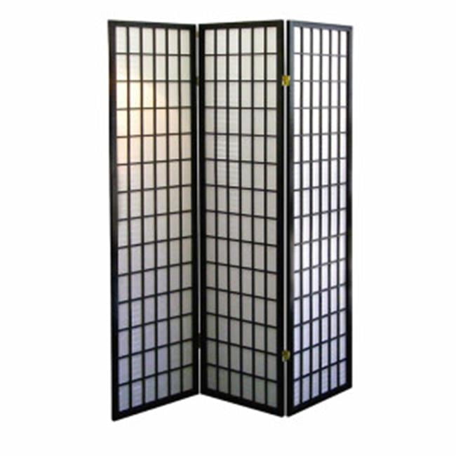 Black 3-Panel Shoji Folding Room Divider