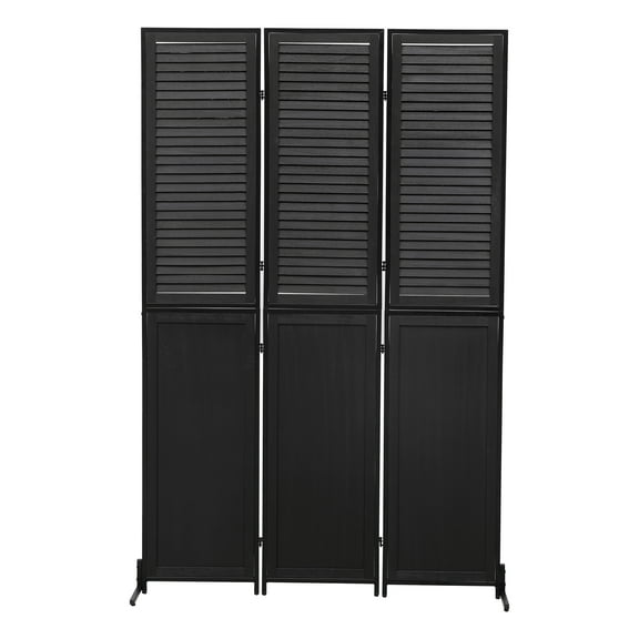 3 Panel Room Divider, Folding Privacy Screen, 5.9FT Heavy Duty Partition Wall Dividers Room Separator with Metal Frame, Freestanding Louvered Divider Screen for Home Office Restaurant Bedroom