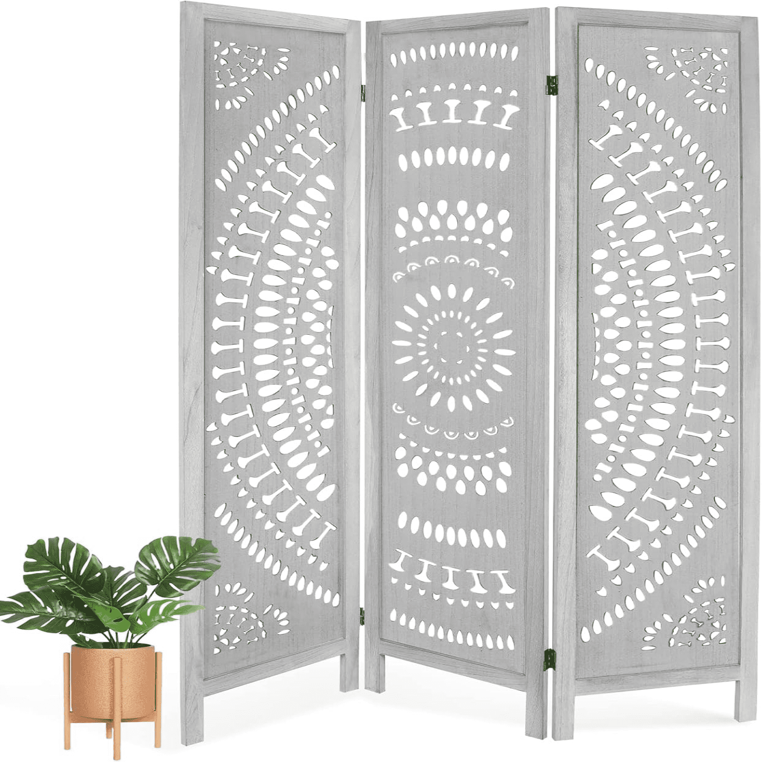 Room Divider, Panel Folding Privacy Screen, 6FT Tall Portable Wicker Weave Partition Wall Divider For Bedroom Home Office White W112490561