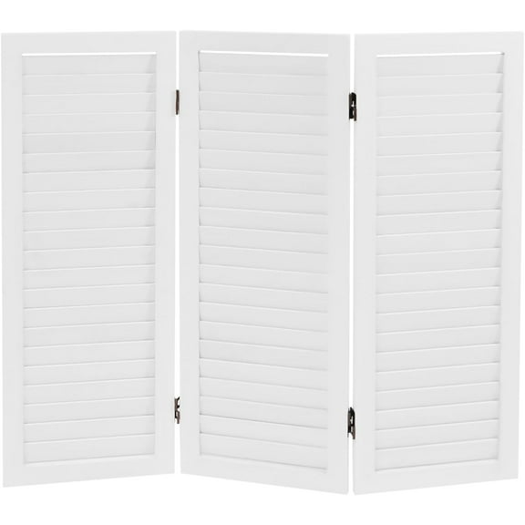 3 Panel Room Divider Screen, Freestanding Folding Wood Room Partition, 2.6ft Tall Shutters Privacy Partition, Foldable Divider for Room Separation for Home, Bedroom, Office, Living Room (White)