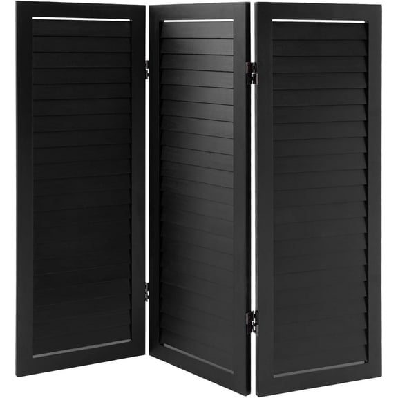 3 Panel Room Divider Screen, Freestanding Privacy Wooden Short Screen, Foldable Room Partitions and Dividers for Home Bedroom Office, 35.4x1x31.9 inch (Black)