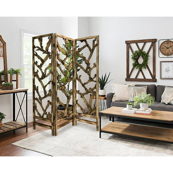 3 Panel Room Divider with Tropical leaf