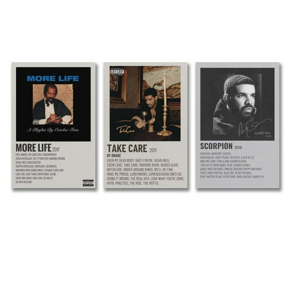 3 Panel Scorpion Drakes Music More Life Album Cover for Teen Girls Canvas Poster Wall Art Picture Prints Hanging Photo Gift Decor Home Posters Artworks 16x24inch(40x60cm)