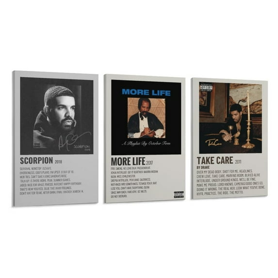 3 Panel Scorpion Drakes Music More Life Album Cover for Teen Girls Painting On Canvas Wall Art Poster Scroll Picture Print Living Room Walls Decor Home Posters 08x12inch(20x30cm)