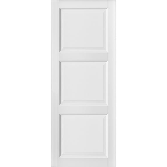 3-Panel Slab Barn Door | Lucia 2661 White Silk | Sturdy Finished Wooden Kitchen Pantry Shaker Doors | Pocket Closet Sliding -32" x 96"