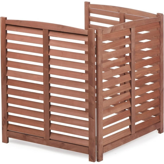 3-Panel Solid Wood Outdoor Air Conditioner Fence with Privacy Screen, Ventilated Design for Optimal Air Flow, 32" W x 38" H