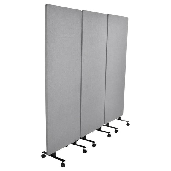 3 Panel Soundproof Room Divider, 76 x 66 Inch Portable Acoustic Partition with Wheels for Office Privacy and Classroom Noise Control (Light Gray)