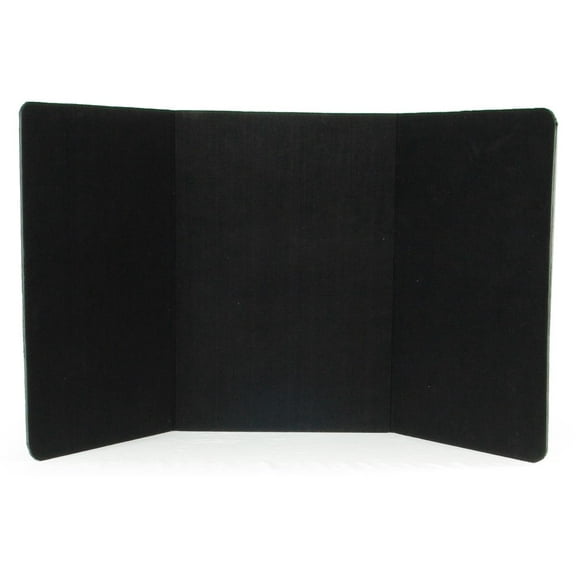 3-Panel Tabletop Display Presentation Board, 72 x 36, No Plastic Edging - Black Hook & Loop-Receptive Fabric (3PTTBLACK)