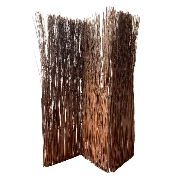 3 Panel Vertically Aligned Willow Branches Room Divider, Brown- Saltoro Sherpi