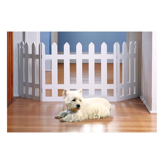 3 Panel Wood Picket Fence Design Pet Gate - 19 Inches Tall and Expands Up to '' Wide Durable Lightweight Extra Wide Wooden Expandable & Folding Home/Indoor/Outdoor Dog Fence