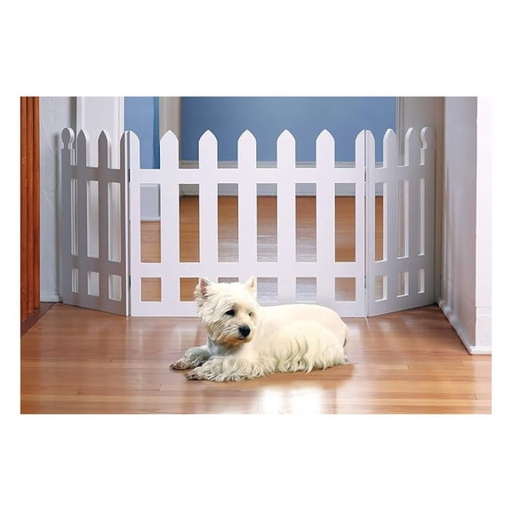 3 Panel Wood Picket Fence Design Pet Gate - 19 Inches Tall and Expands Up to '' Wide Durable Lightweight Extra Wide Wooden Expandable & Folding Home/Indoor/Outdoor Dog Fence