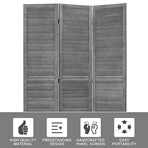 3 Panel Wood Room Divider Folding Privacy Panel Screen Portable ...