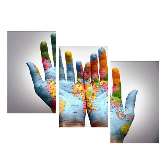 3 Panel World A Pair Of Hands Canvas Painting Wall Art For Home Decor