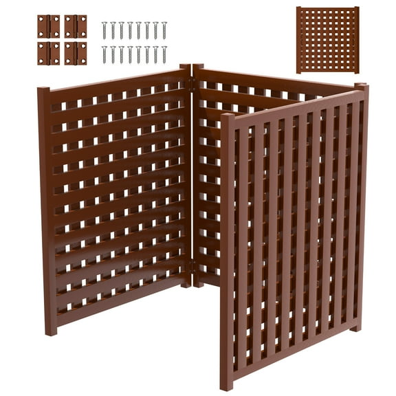 3 Panels Air Conditioner Fence, Privacy Fence to Hide AC and Trash Enclosure, 32.7" X 32.7" X 37"Outside Wood Privacy Fence